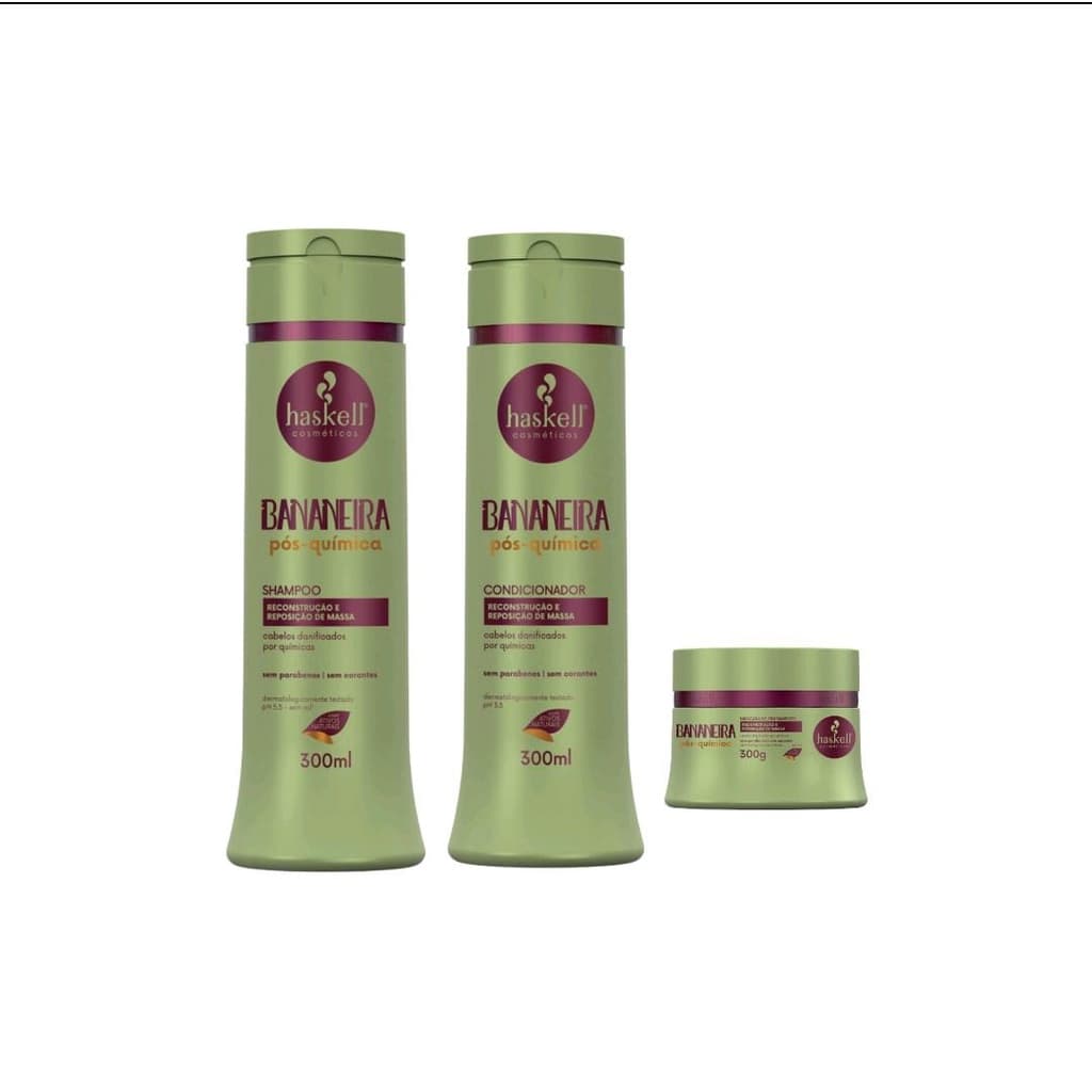 Kit Bananeira Pós-Química Haskell Shampoo 300ml + Condicionador 300ml + Máscara 300g