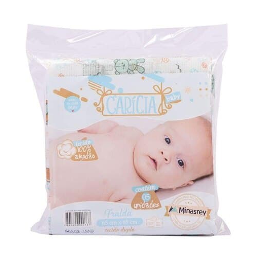 Fralda de Pano Caricia Baby com 5 Unidades
