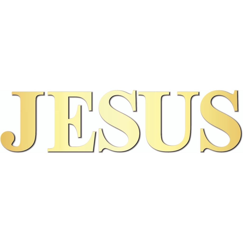 Palavra Jesus Decorativo Em Acrílico Espelhado Dourado E Prata Com 30 Cm  De Altura