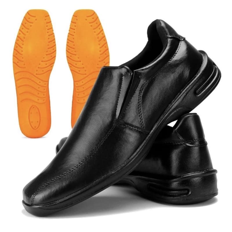 Sapato Social Masculino Ortopédico Confort De Elástico Ajustavel Super Macio Costurado