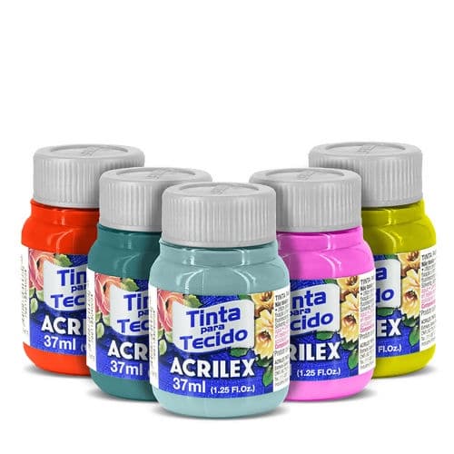 Kit com 40 Tintas de Tecido Fosca
