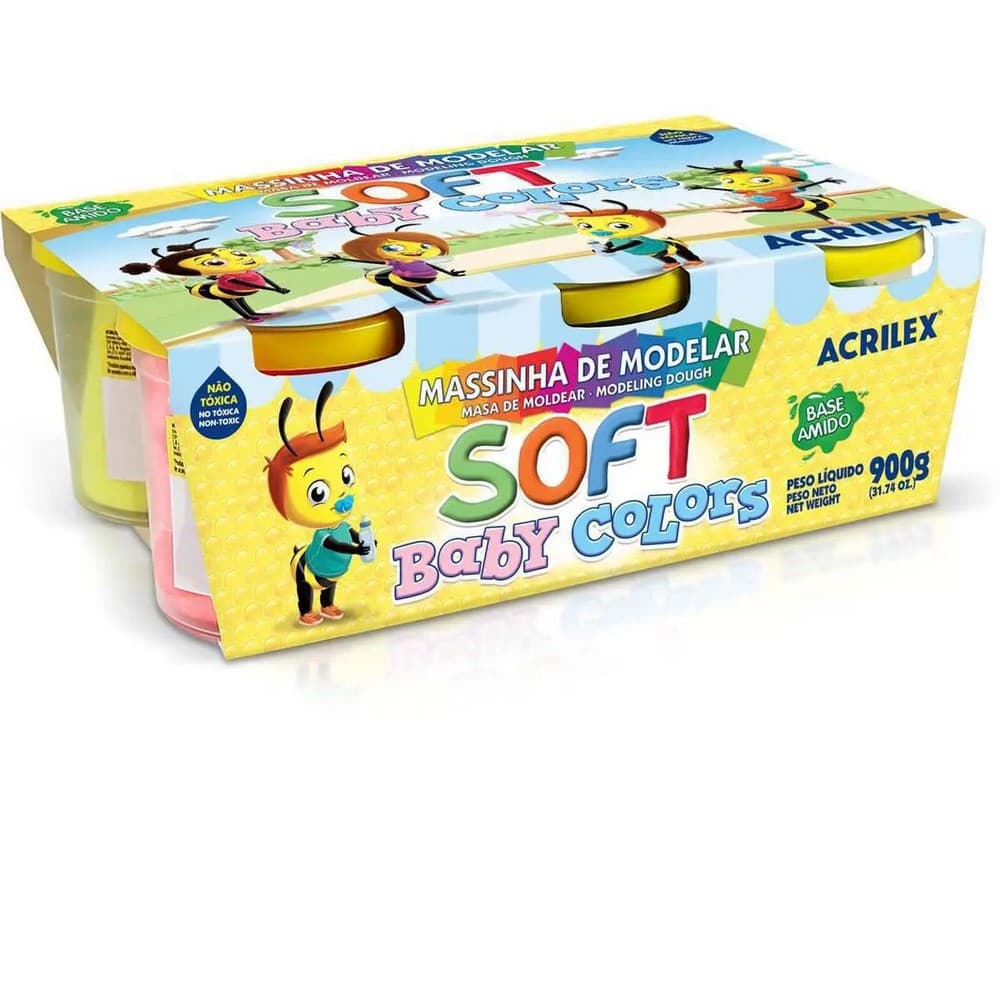 Massinha de Modelar Baby Colors - 6 Potes de Massa - Acrilex