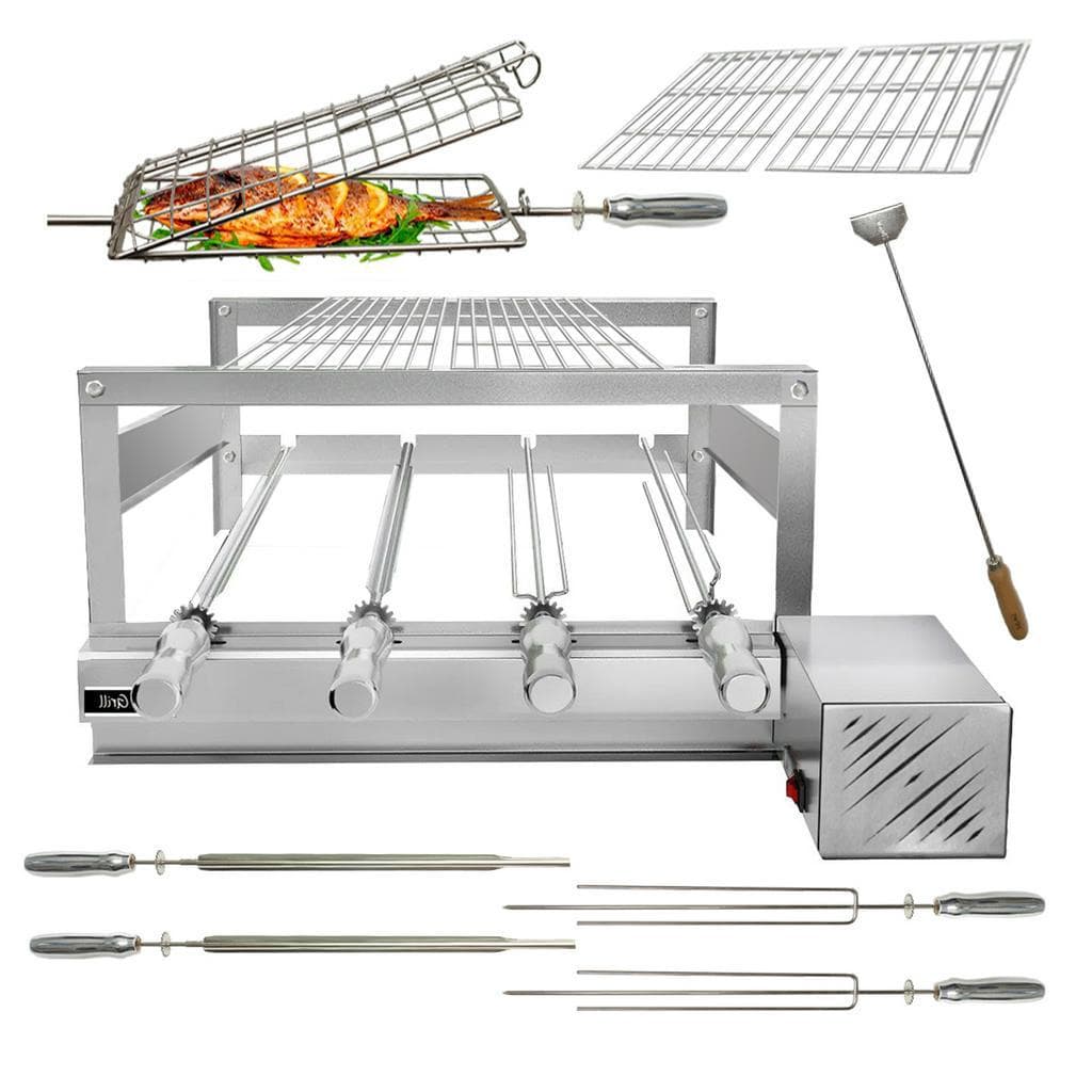 Churrasqueira Giratória Grill Inox Gira Soft Grill 4 Espetos Completa Lado Direito