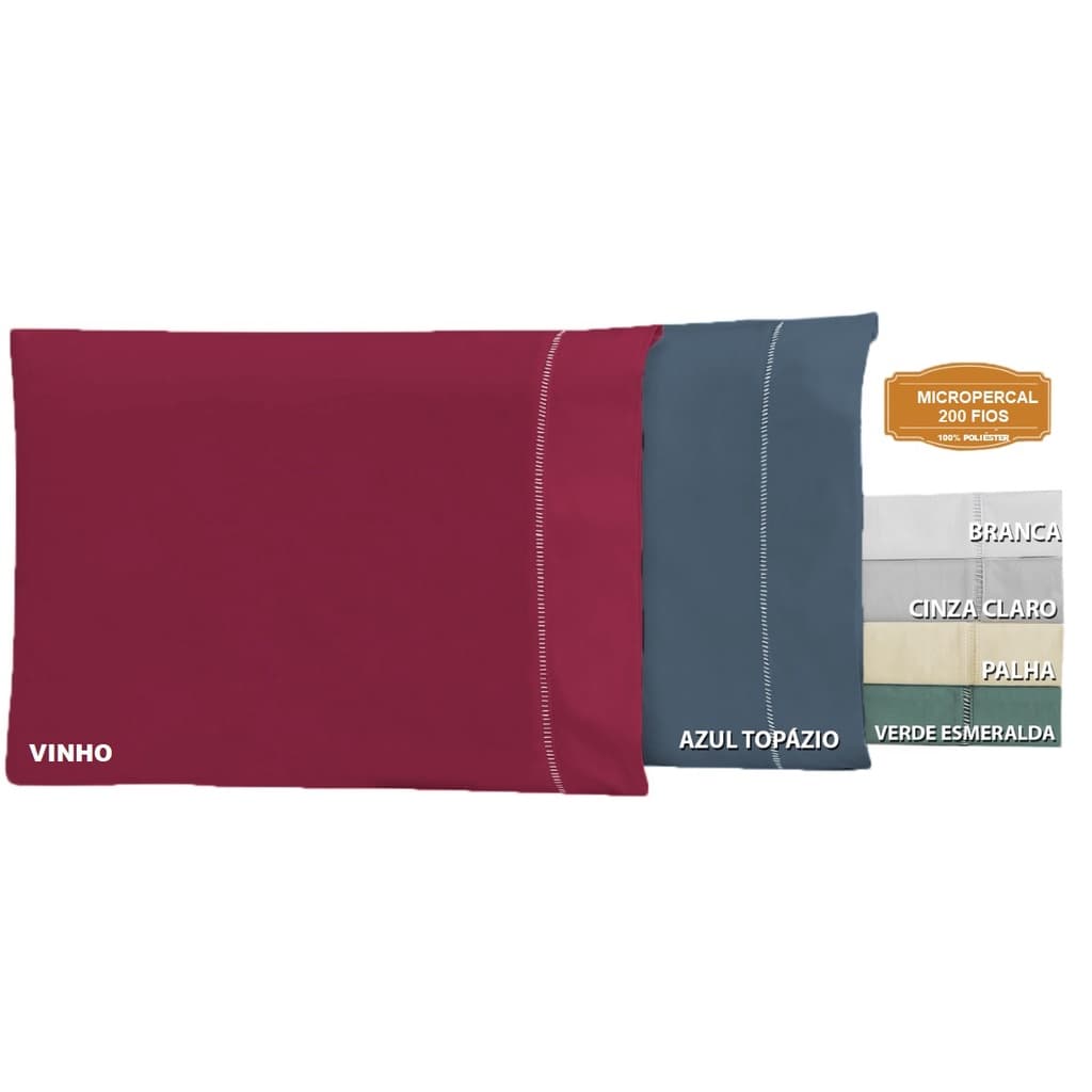 1 Fronha com Ponto Palito Padrão Confort 70cmx50cm Percal Flex 400 Fios Toque Acetinado