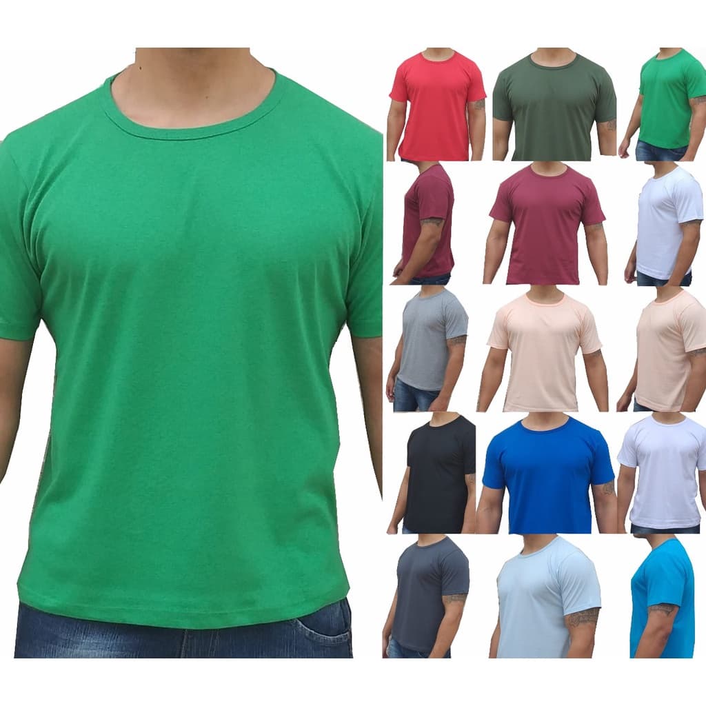 Camiseta Básica Manga Curta Masculina Camisa P M G e GG