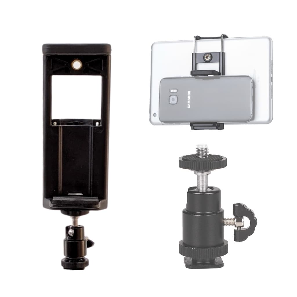 Kit Suporte Celular Grande 2 em 1 + Ballhead 1/4