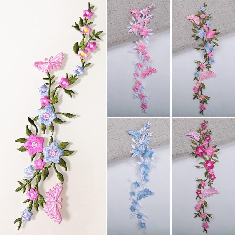 Applique Floral Longa De Bordado Cheongsam Vestuário Em Patch De Tecido Ferro Autocolante Patches Reparo De Costura Artesanal