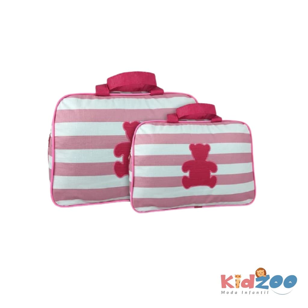 Kit Bolsa Maternidade/ Mala Maternidade 2 Peças - Ursinho - Rosa