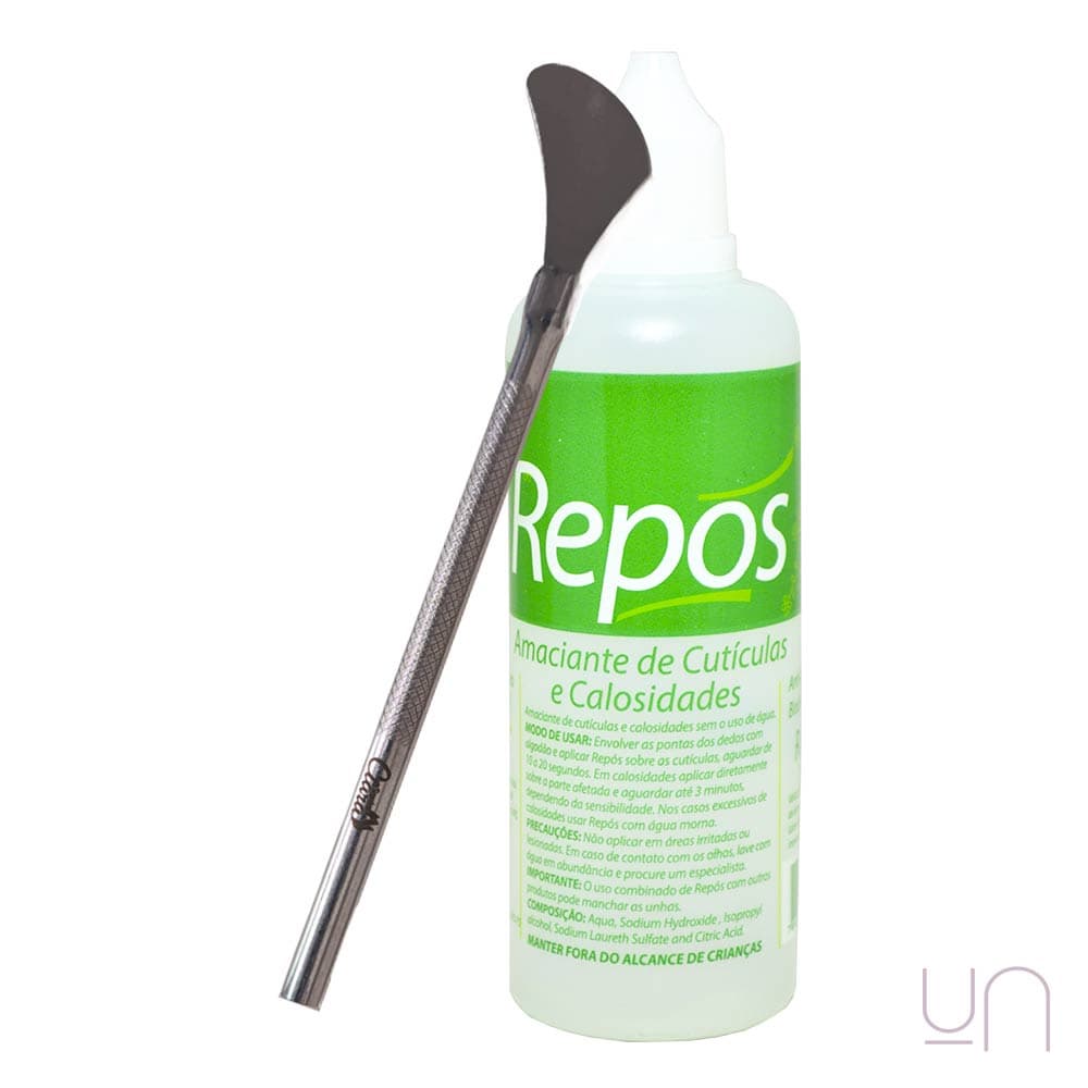 Kit Amaciante Repós 150ml + Espátula 222 de Aço Inox - Kit para Manicure e SPA dos Pés Autoclave
