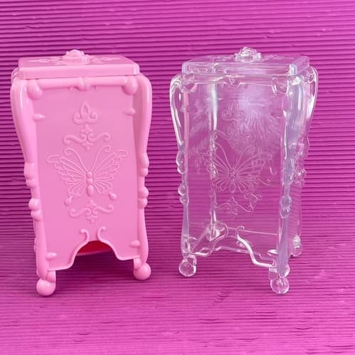Porta Algodão Prensado Acrílico Rosa/Transparente Oferta