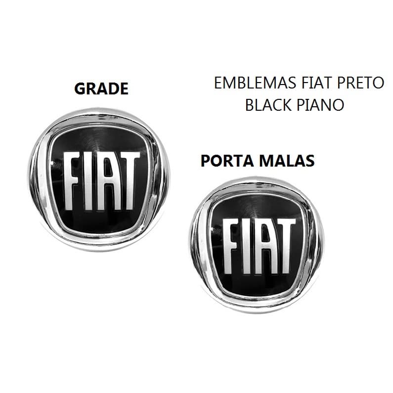 Kit emblemas Grade e Porta Malas Fiat Preto Black Piano PUNTO 2007 2008 2009 2010 2011 2012  Simbolo