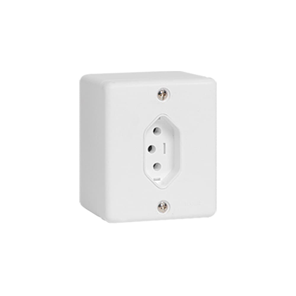 CONJUNTO 1 TOMADA FIXA SOBREPOR BIPOLAR 2P+T 10A 250V~ - BOX BR - 63140 - ILM0102