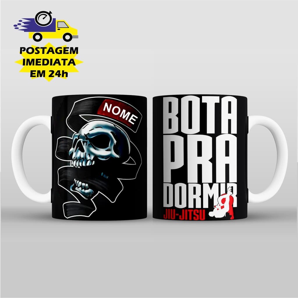 Caneca Jiu-Jitsu Bota Pra Dormir Faixa Preta OSS Caneca de Café