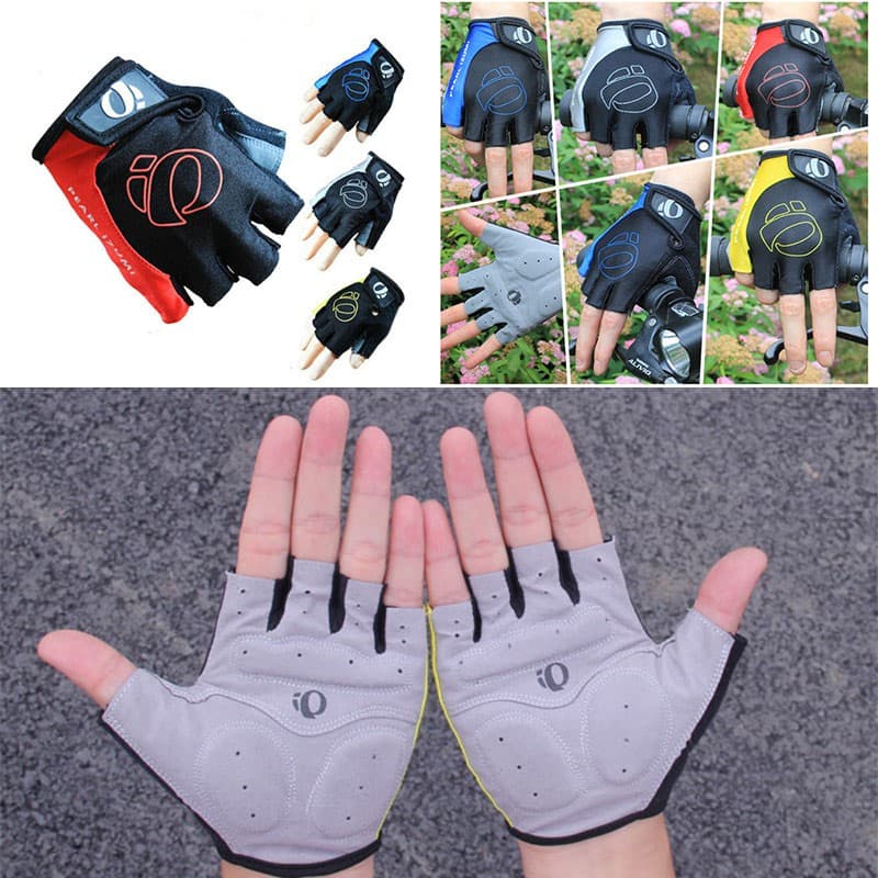 Luvas anti-derrapantes para bicicleta esportiva respirável de náilon com meio dedo e luvas de amortecimento para motocicleta