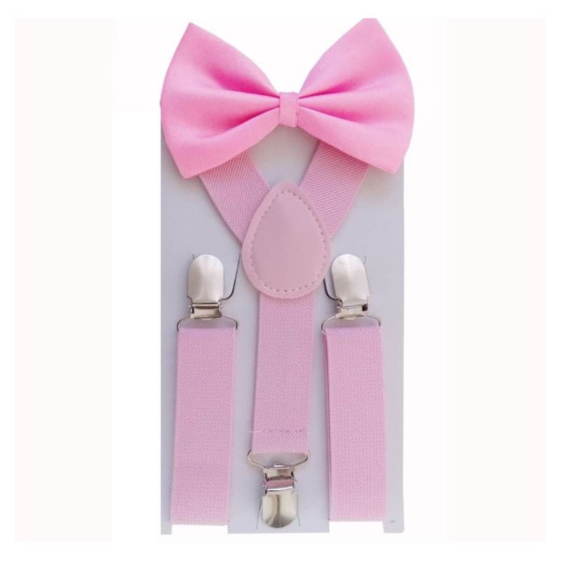 kit suspensório ajustável adulto e infantil mãe e filha com gravata borboleta rosa menina