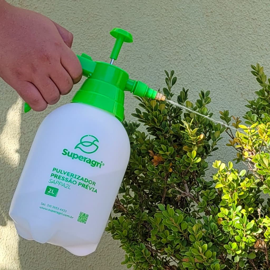 Pulverizador Manual 2 Litros Superagri Pressão Acumulada Bico Metal