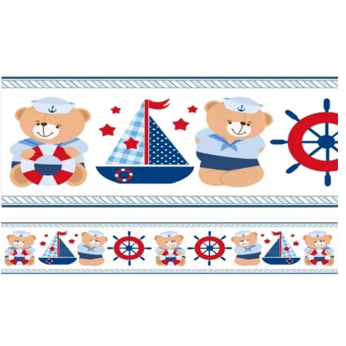 Faixa Marinheiro Adesivo Papel Parede Menino Infanti Star = 93