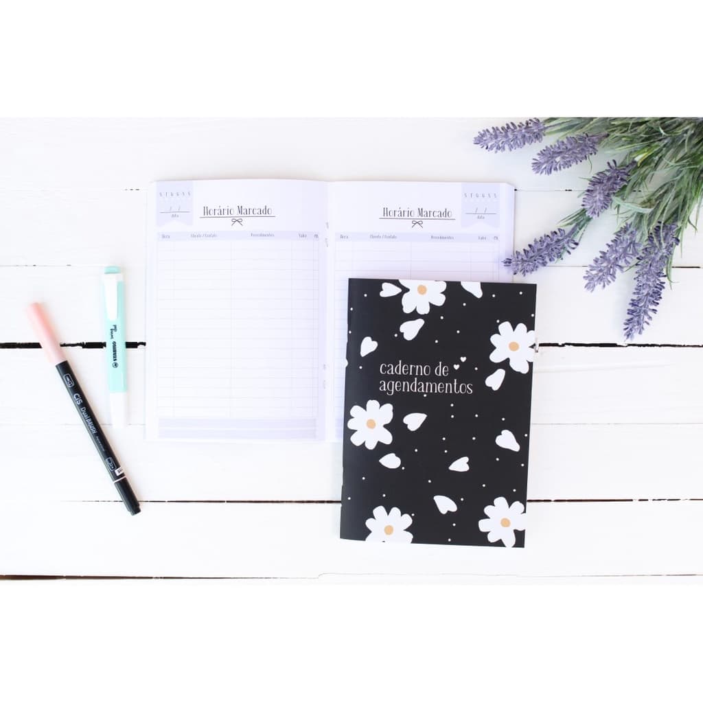 Modulo Agenda Brochura Diária I Hora Marcada I Agenda Brochura I Planner Agenda I 80 páginas I Material Escritório - 14cm x 20cm