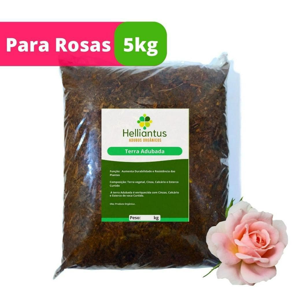 Terra Adubada para Cultivo Rosas e Roseiras BioFertilizante Organico - 5kg
