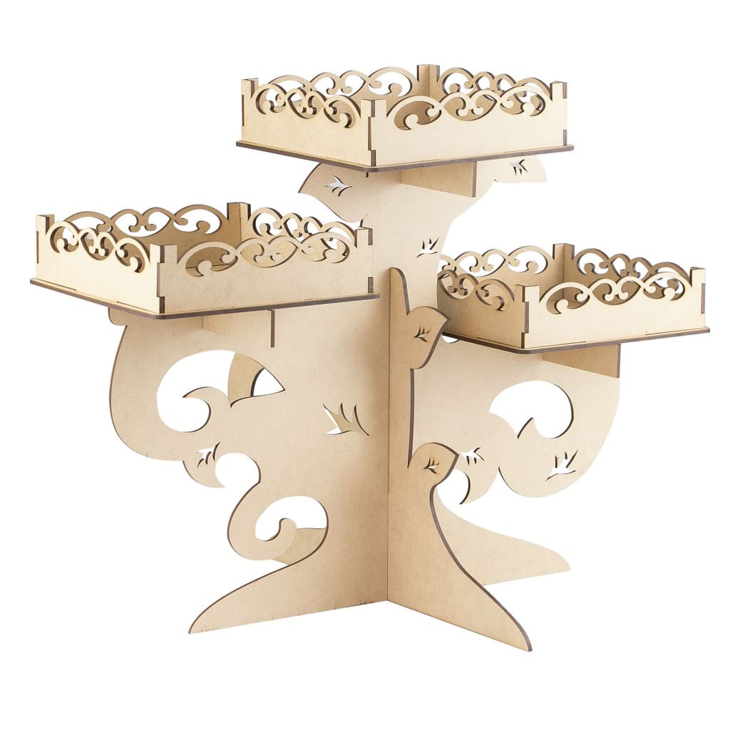 Porta Doce Árvore Bandejas Mdf Crú Provençal Festa Decoração