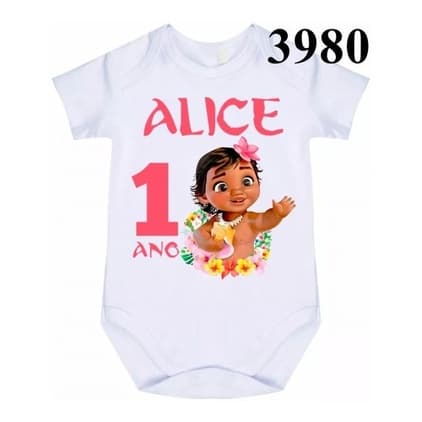 Body Bebê Personalizado Moana Nome E Mês Desejado C-3980