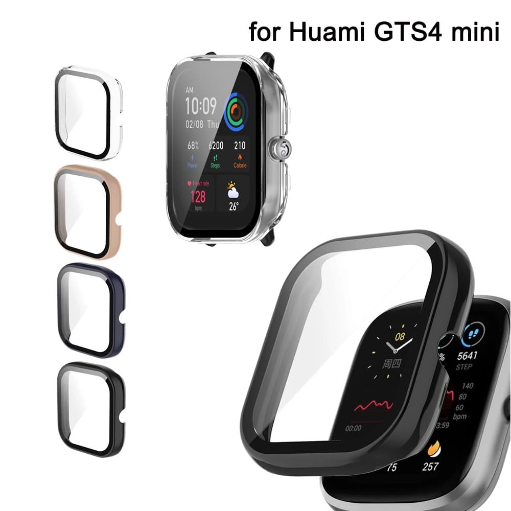 Estojo Para Huami Amazfit GTS4 mini GTS 4 Fashion Hard PC Frame Bumper Cover Case + HD Slim Vidro Temperado Protetor De Tela Anti-Riscos