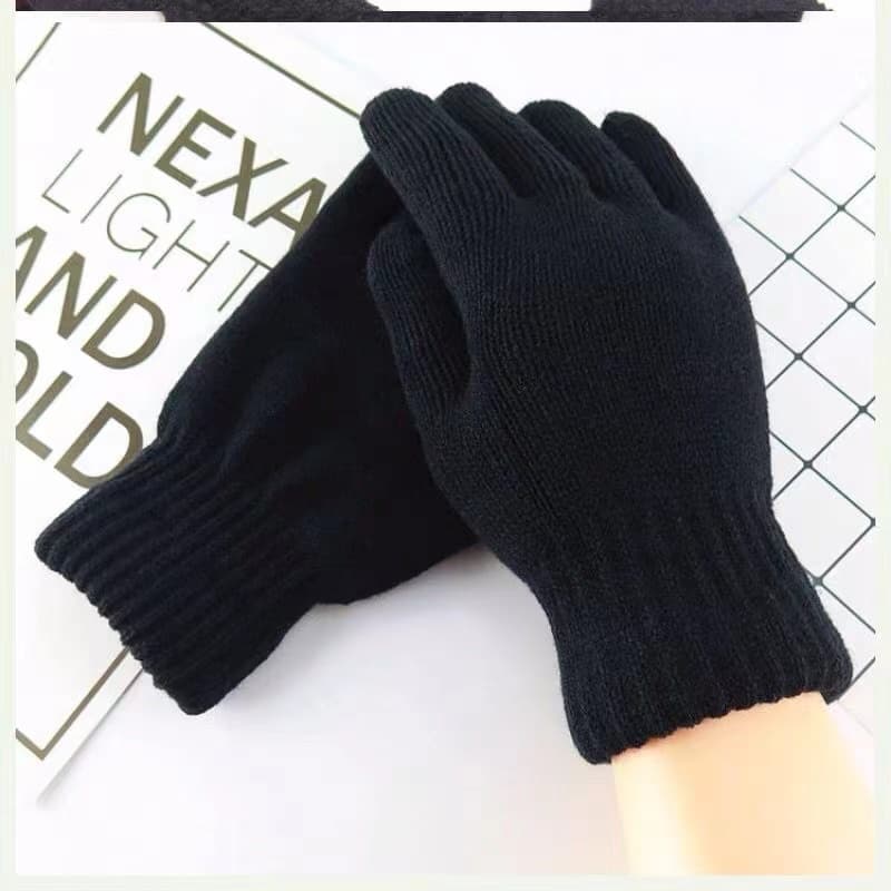 Par de luvas pretas,De,lã adulto inverno,frio,termica,quentes,basica unisex.Promoção