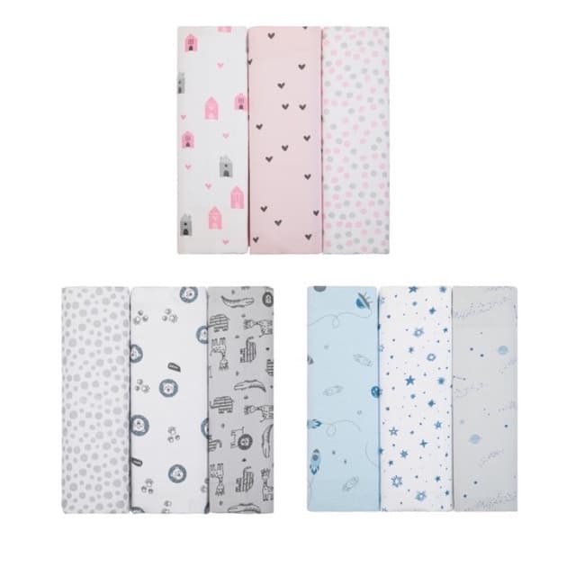 Manta Cueiro Flanelado Composê 80X50cm Bebê Menina Menino - Kit 3 Unidades