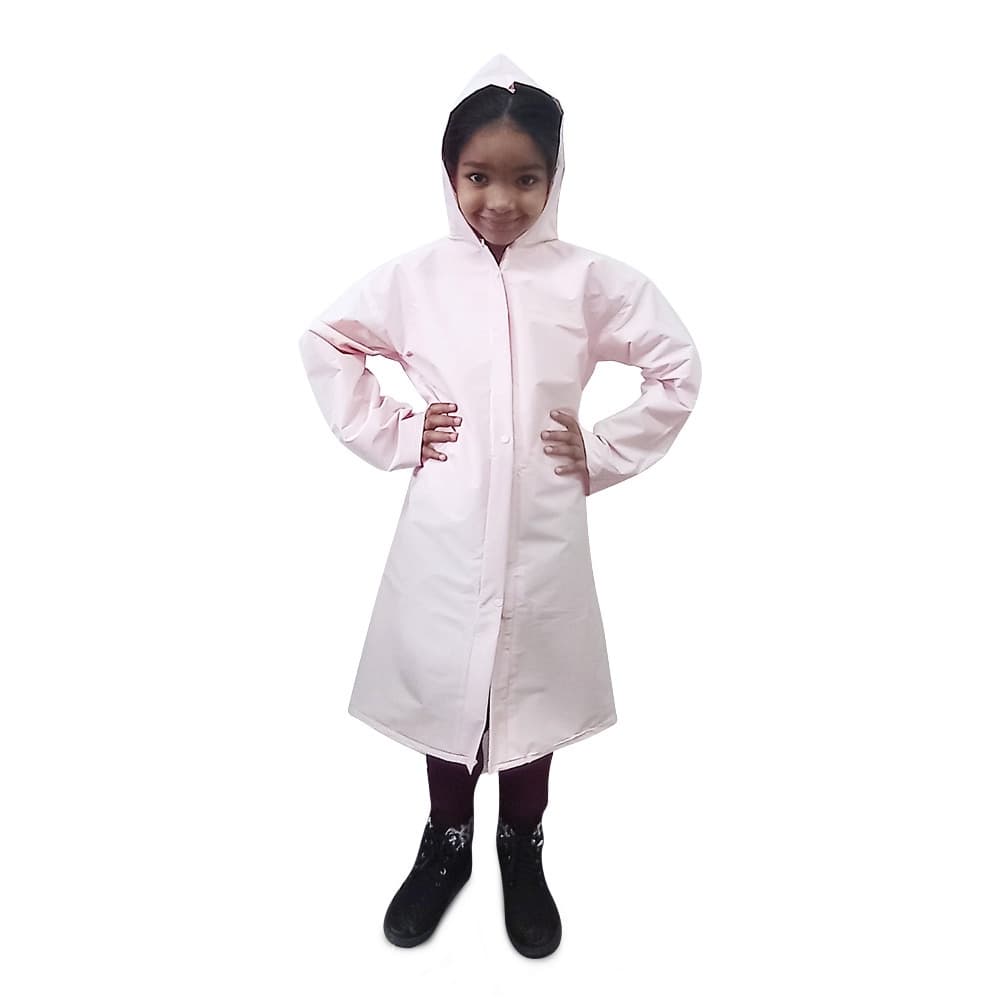 Capa De Chuva Pvc Forrada Infantil Tamanho G Rosa
