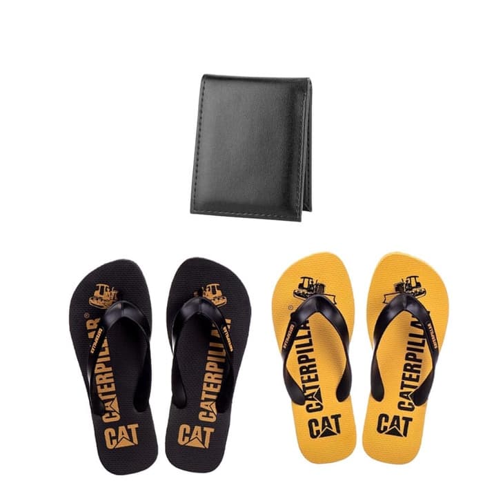 Kit chinela masculina caterpillar chinelo masculino de dedo antiderrapante + carteira masculina preta em couro promoção