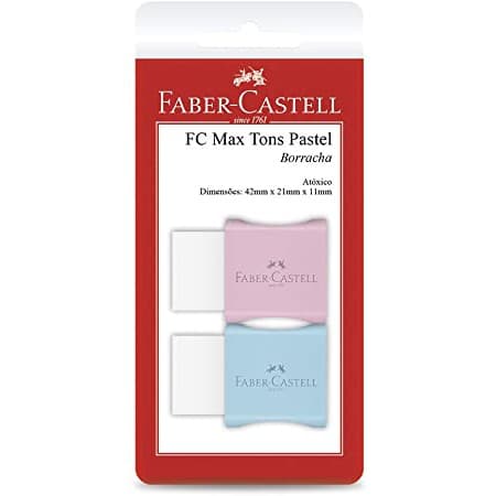 Borrachas Escolares FABER-CASTELL C/ 2 UNIDADES Tons Pastel Fc Max - Rosa e Azul