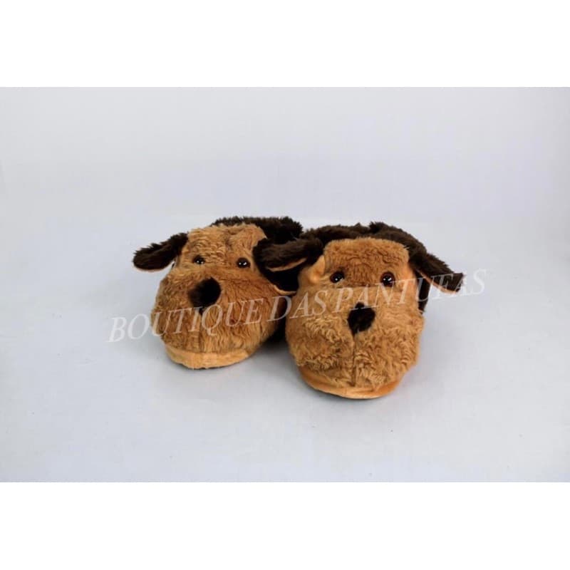 Pantufa Cachorro Marrom Feita à Mão Super Quentinha