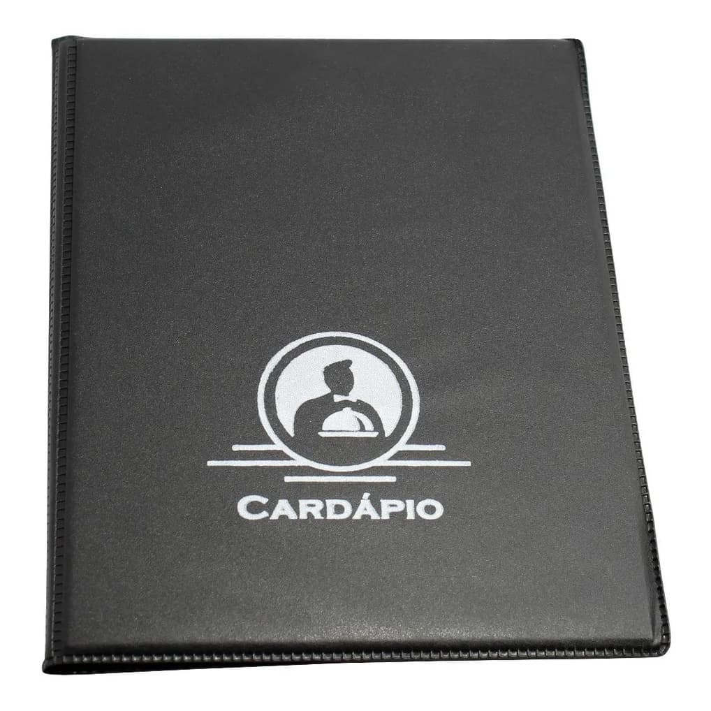 Kit 4 Pastas Cardapio Preta Com 4 Bolsas Acp Restaurante Bar Pizza