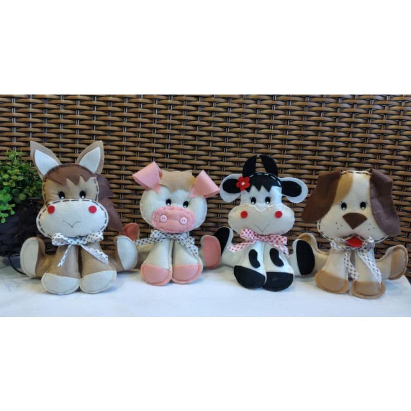 Kit 4 Animais Fazendinha Decoração em Feltro Artesanal