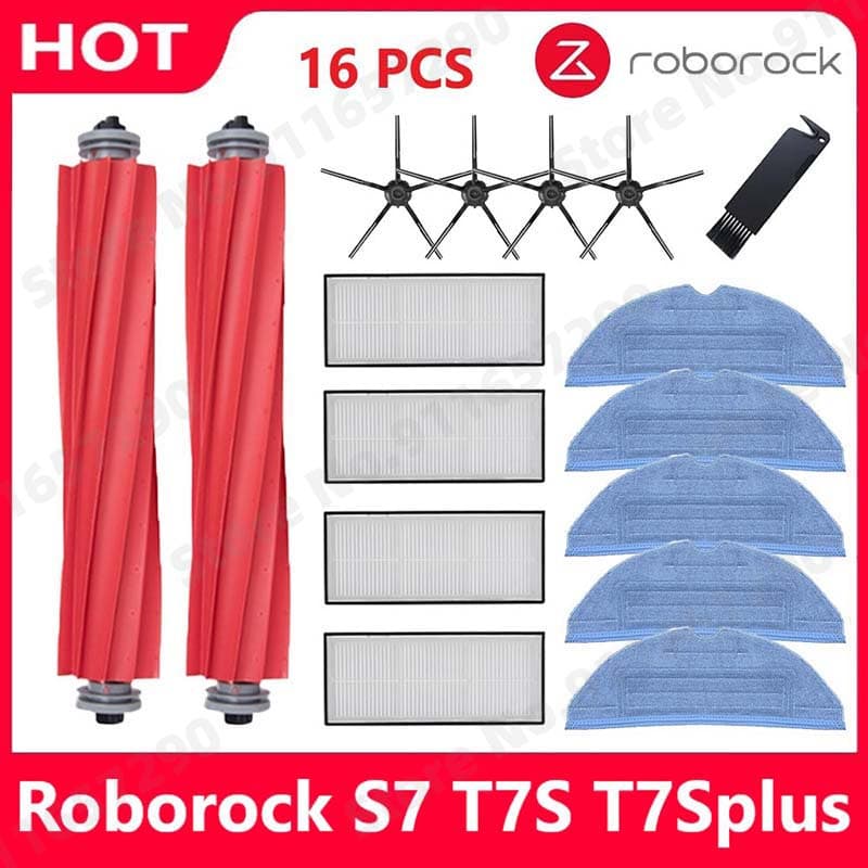 Para Roborock S7 Maxv Ultra T7S Plus Robô Aspirador Acessórios Lado Principal Escova Filtro Esfregão