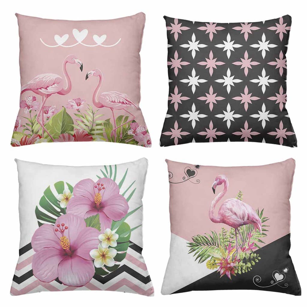 Kit 04 Capas Almofadas Decorativas Flamingo QB0129