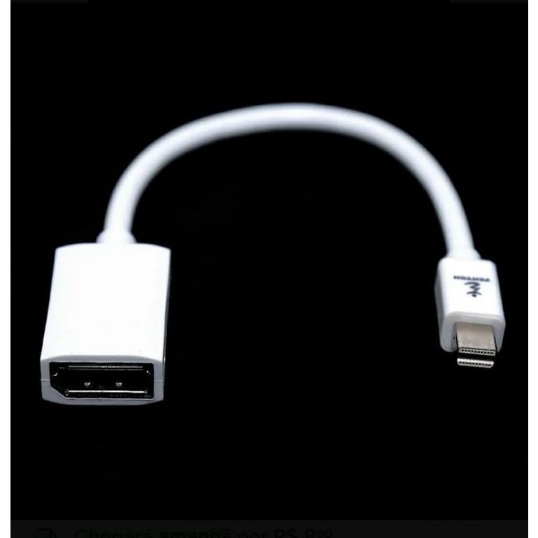 Cabo adaptador minidisplayport para displayport femea