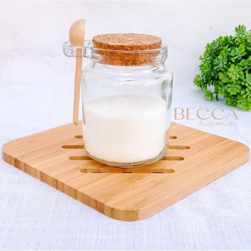 Pote De Vidro Com Tampa De Rolha E Colher Para Condimentos, Açúcar  ou Sais de Banho  250ml