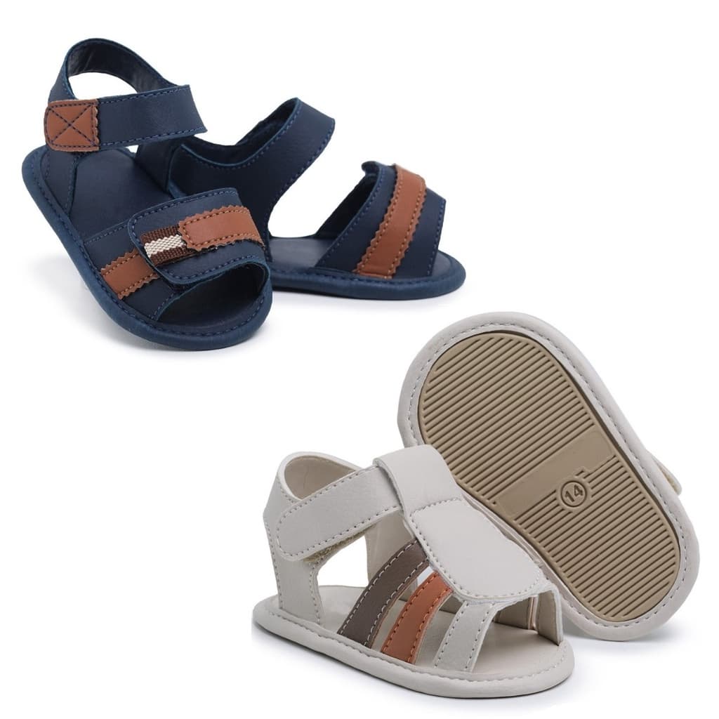 Kit Dois Pares De Sandália Infantil Bebê Super Prático Antialérgico Com Solinha Macia Do 14 Ao 18