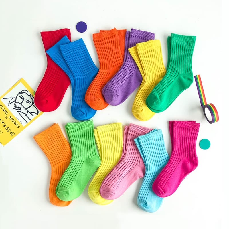 Meia Infantil Feminina De Cores Pastéis Únicas Moda Coreana