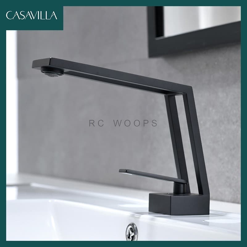 Torneira Pia Banheiro Bica Alta Misturador Design Cuba Luxo Preta Fosco Ca8206p
