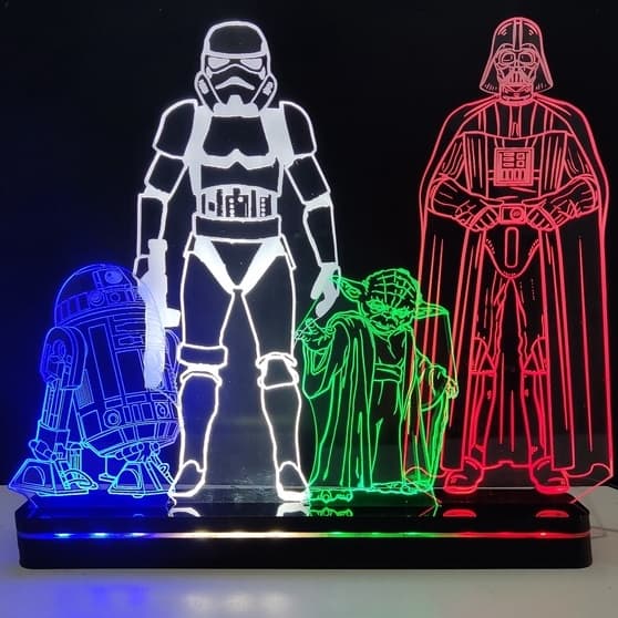 Luminária Abajur Star Wars Personagens 25cm