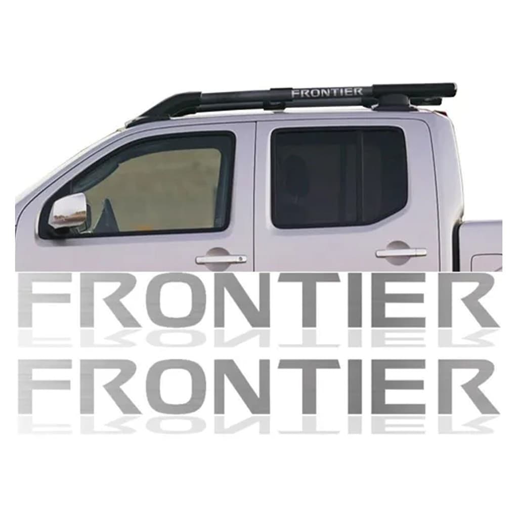 Par De Adesivo Emblema Rack De Teto Frontier Aço Escovado
