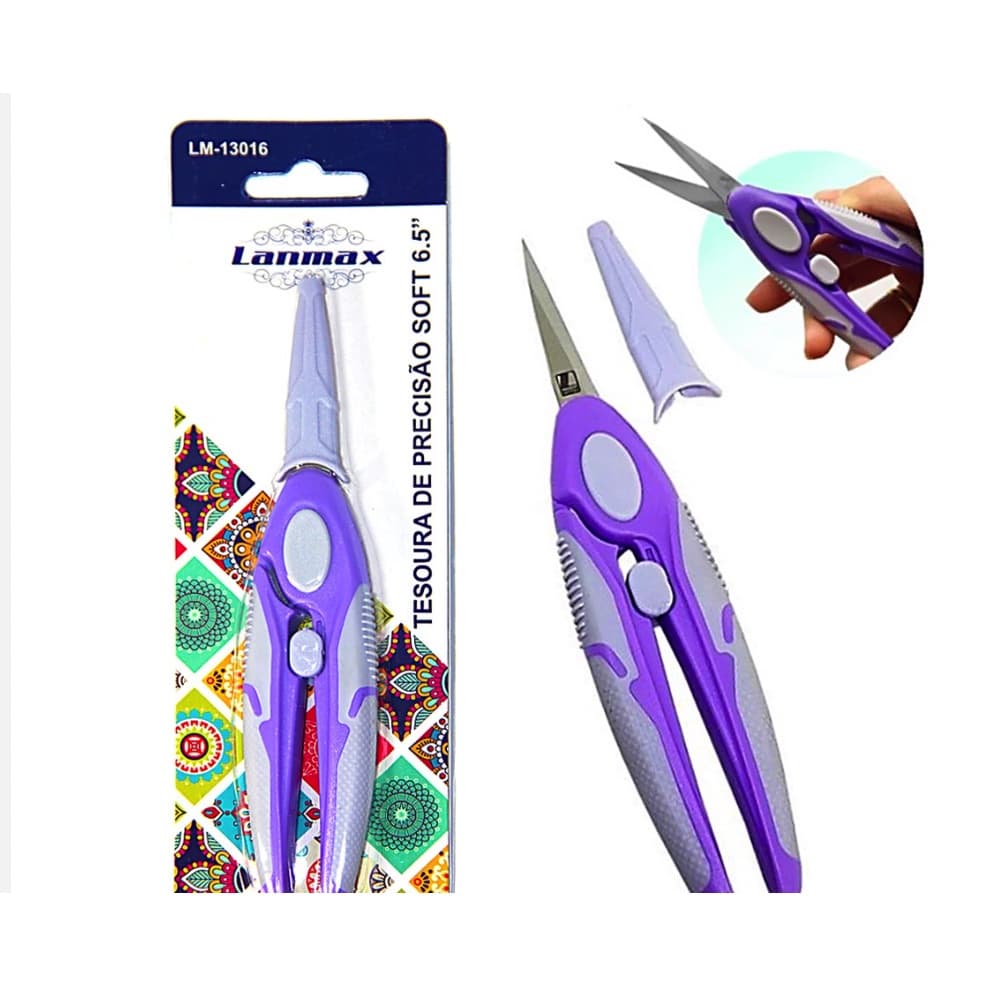 Tesoura Lanmax Precisão SOFT 6,5 polegadas - Perfeita em trabalhos de costura, patchwork e papelaria
