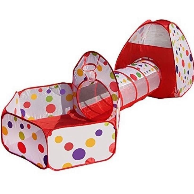 Toca Túnel 3x1 Tenda Barraca Com Piscina Para Bolinha E Cesta Basquete Playground