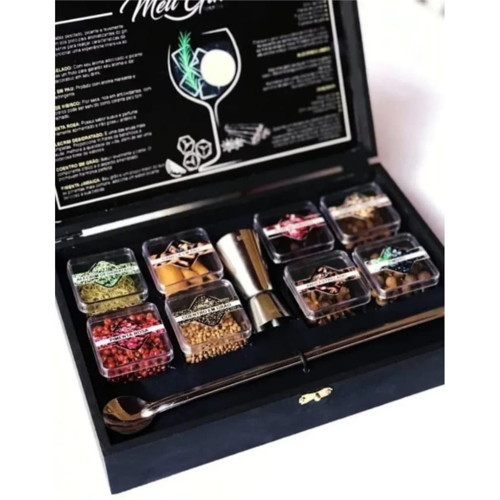 Kit Gin Tônica 08 Especiarias + Dosador Duplo Inox