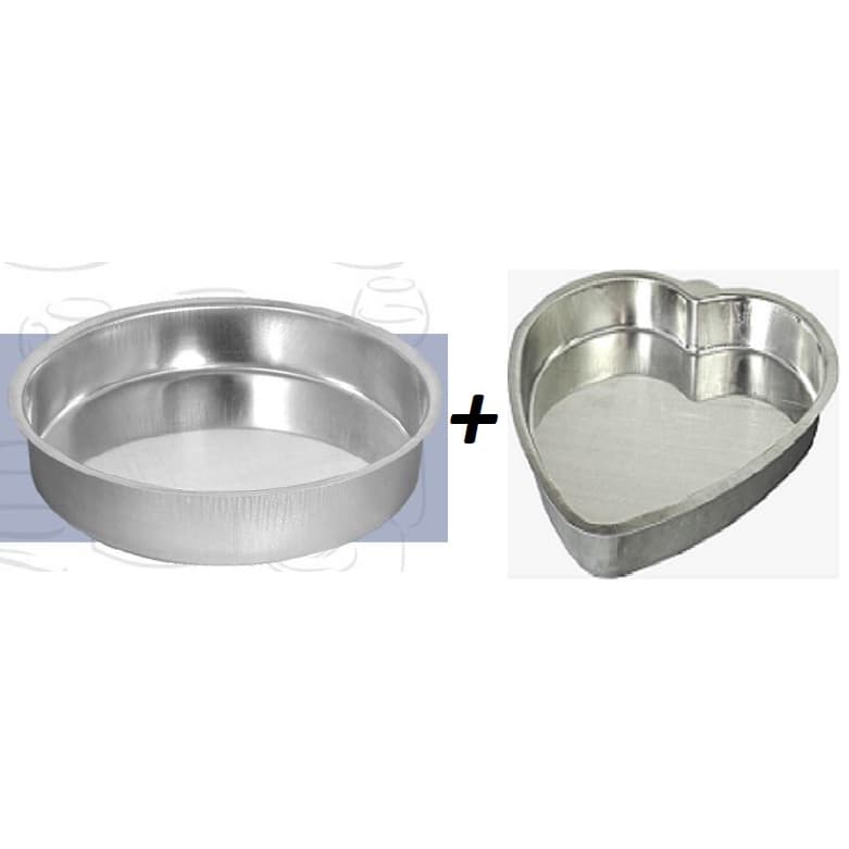 Assadeira Forma Bolo Coração + Forma De Torta Em Alumínio If35