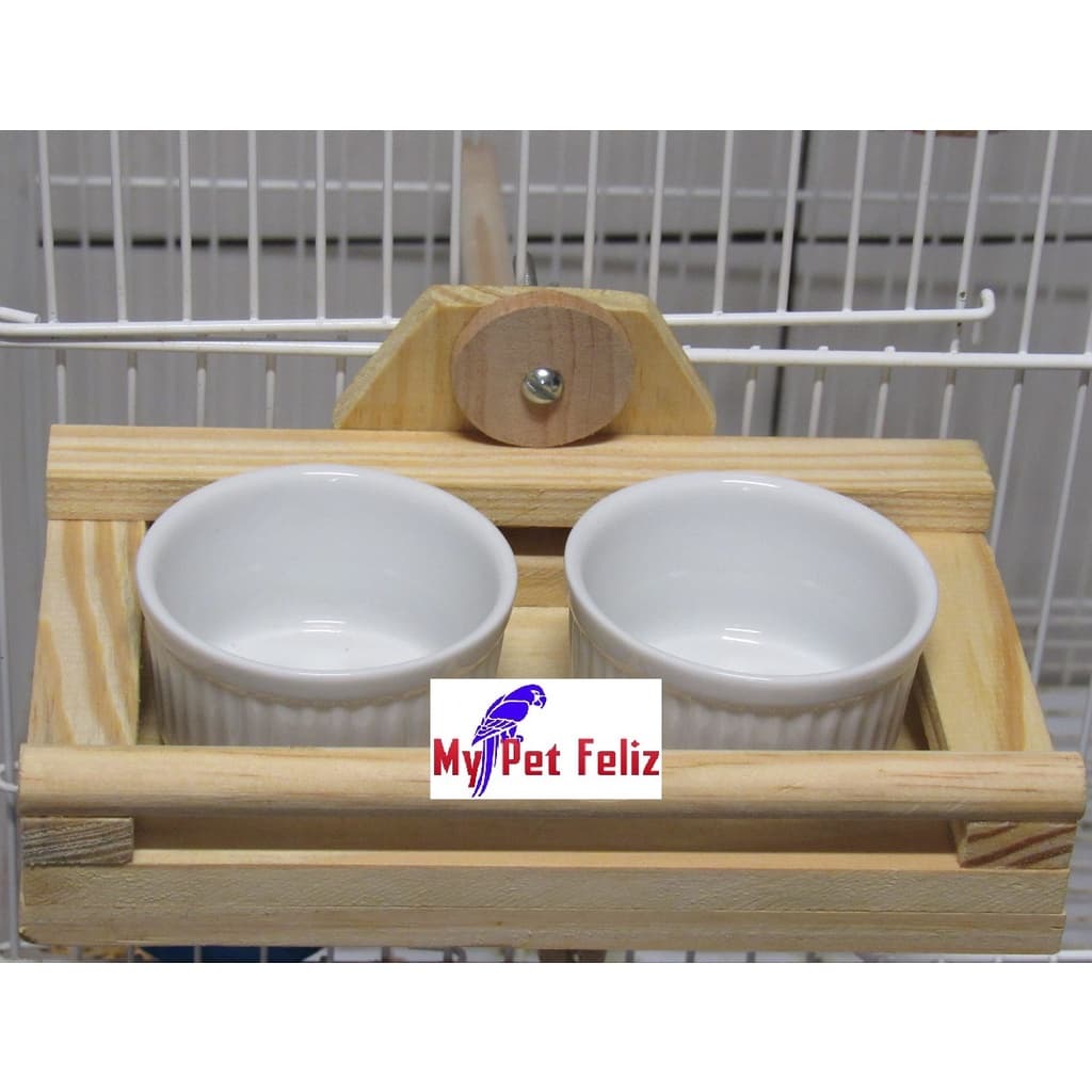 comedouro para calopsita - comedouro para periquito - comedouro de porcelana - comedouro para aves pequenas (duplo)