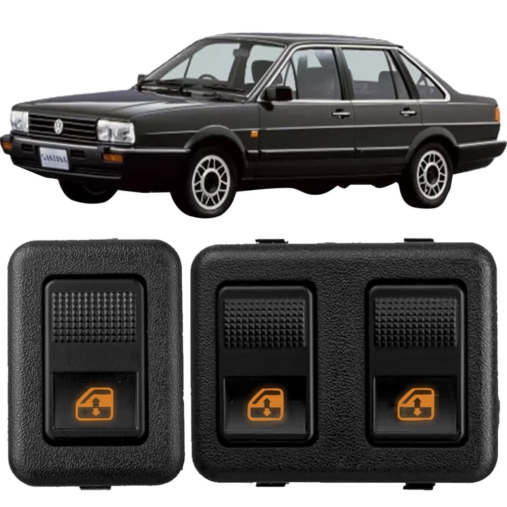 Botão Interruptor Vidro Elétrico Simples / Duplo - VW Santana 1987 até 1996 com Moldura