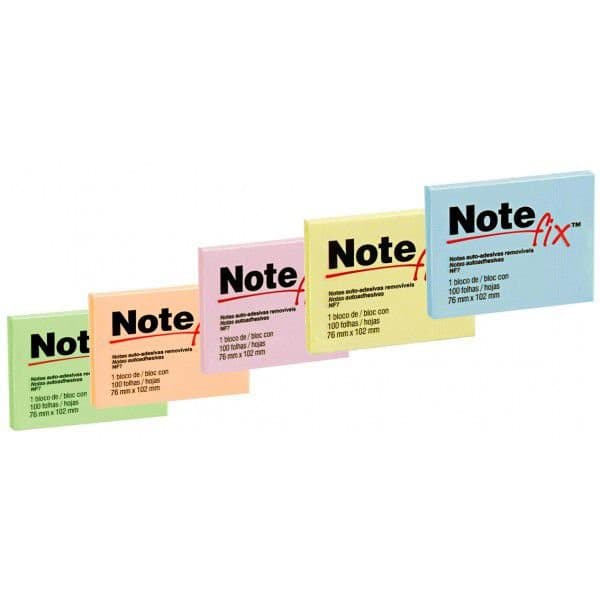 BLOCO ADESIVO POSTIT NOTEFIX 76X102 COM 100 FOLHAS CORES SORTIDAS ENVIO EM 24 HORAS